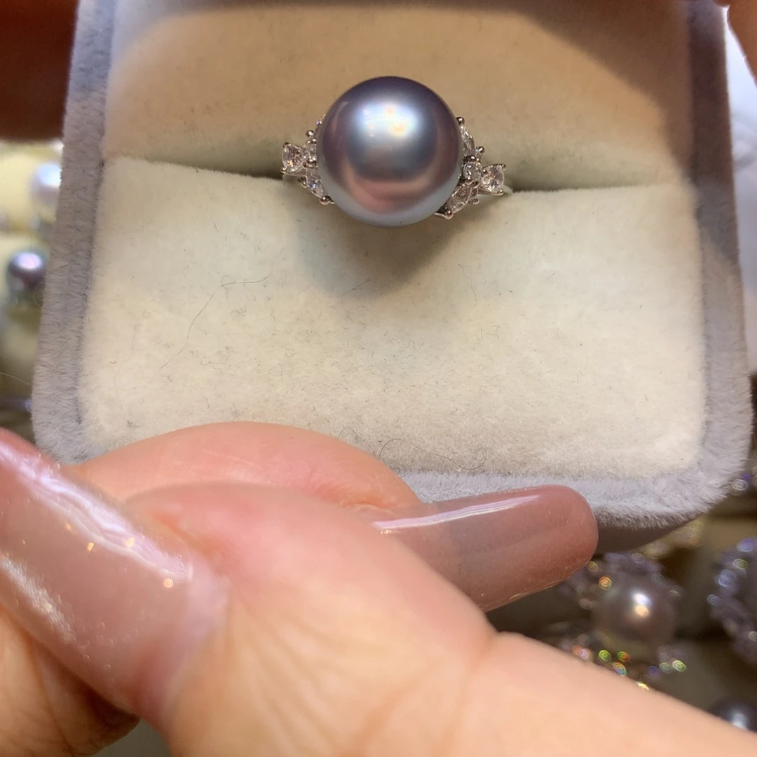 银S925镶嵌戒指海水珍珠