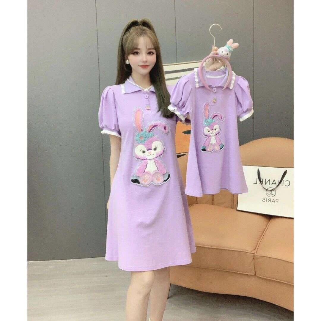 宽松女童韩系泡泡袖连衣裙炸街亲子装夏季新款母女装超仙公主长裙