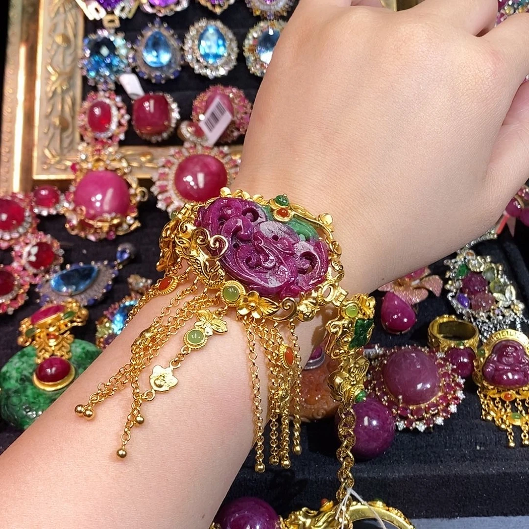 银S925镶嵌手链红宝石