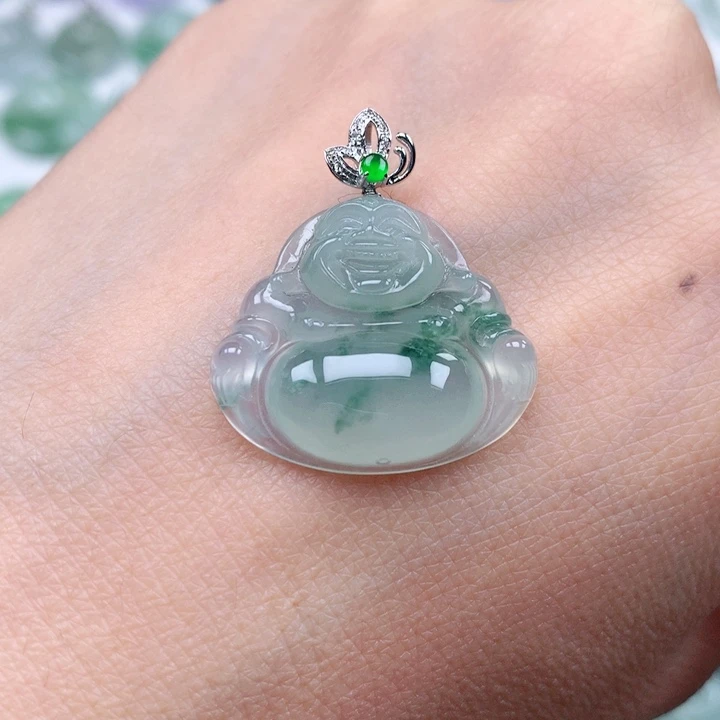 翡翠吊坠(不含链)18K金镶嵌