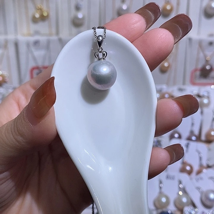 淡水珍珠银S925镶嵌吊坠(赠链)w12