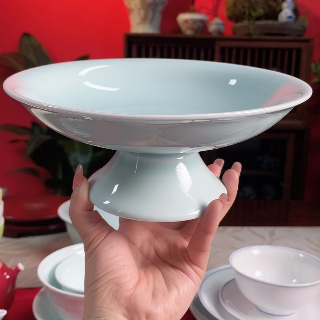 8寸影青高足果盘