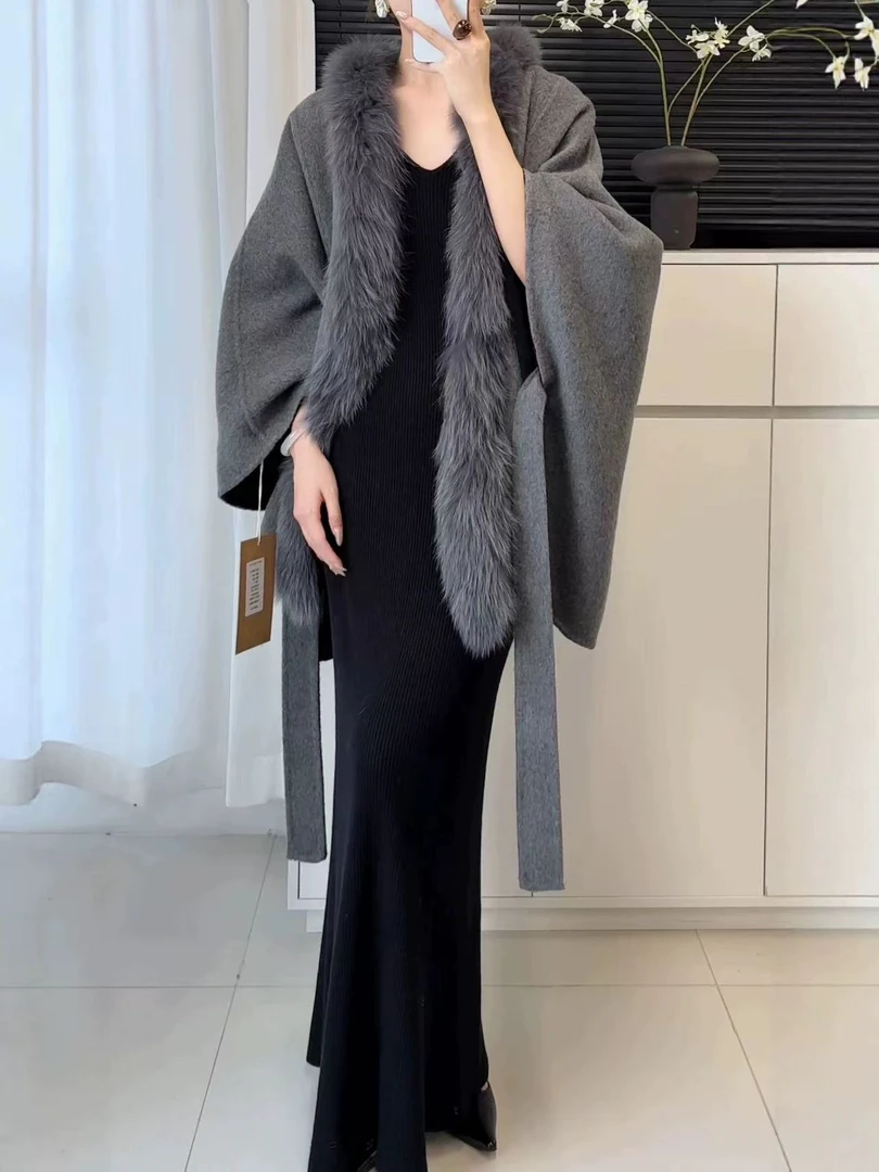 盛雅姿新款时尚名媛高级感贵气毛呢斗篷外套（衣长76左右）855