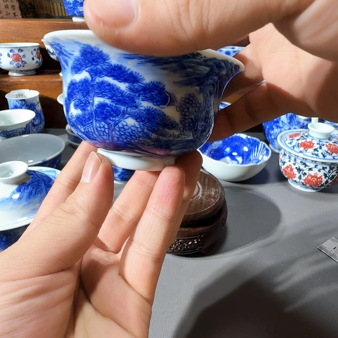 酥***蛋泥塑盖碗手工手绘