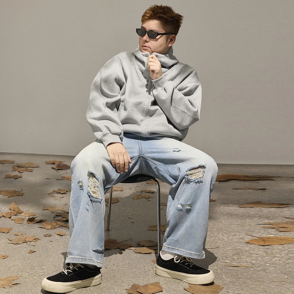 DALANGMAX陈达浪大码男装冬季新款潮流百搭宽松奥利绒连帽卫衣潮