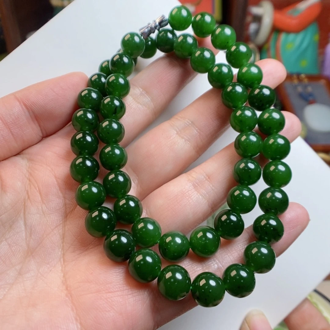 和田玉手链未镶嵌7号矿碧玉红皮老料