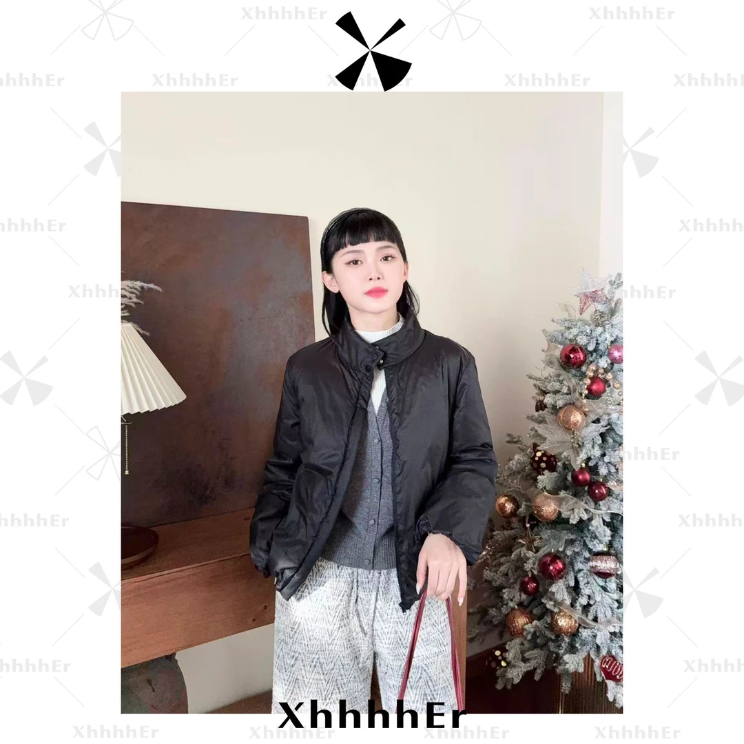辛儿/小个子（小黑鹅）冬季抽绳极简老钱风立领白鹅绒羽绒服XY2412