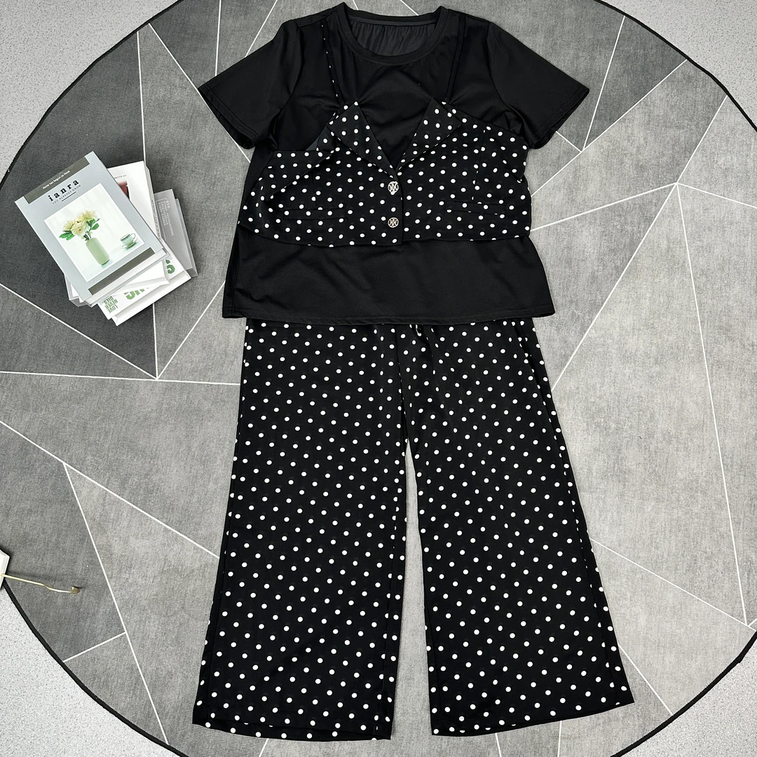 【戛娜】T夏季时尚设计感波点套装-5029