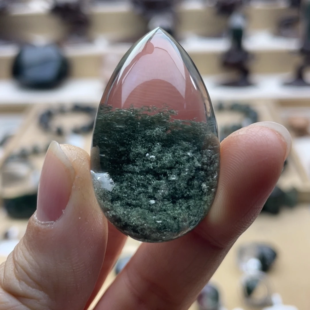 未镶嵌颈饰水晶绿幽灵聚宝盆水滴