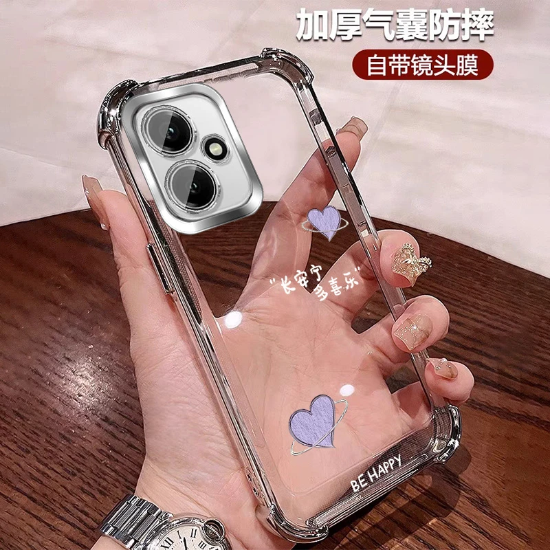 爱心小众适用荣耀400手机壳四角防摔400pro全包带镜头膜ins简约软