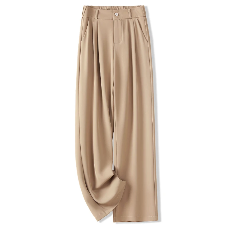 窄版阔腿裤女春秋2025新款高腰宽松显瘦垂感气质休闲直筒西装裤子