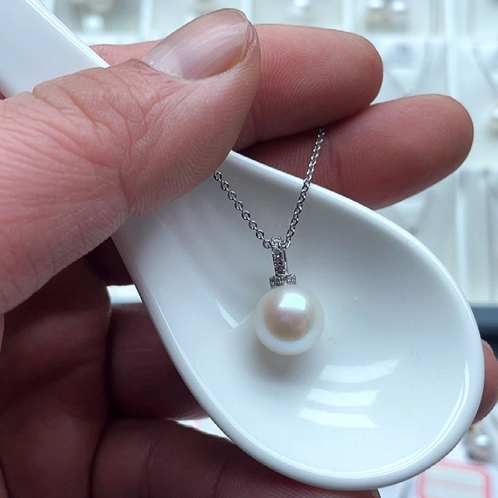 银S925镶嵌淡水珍珠吊坠(不含链)
