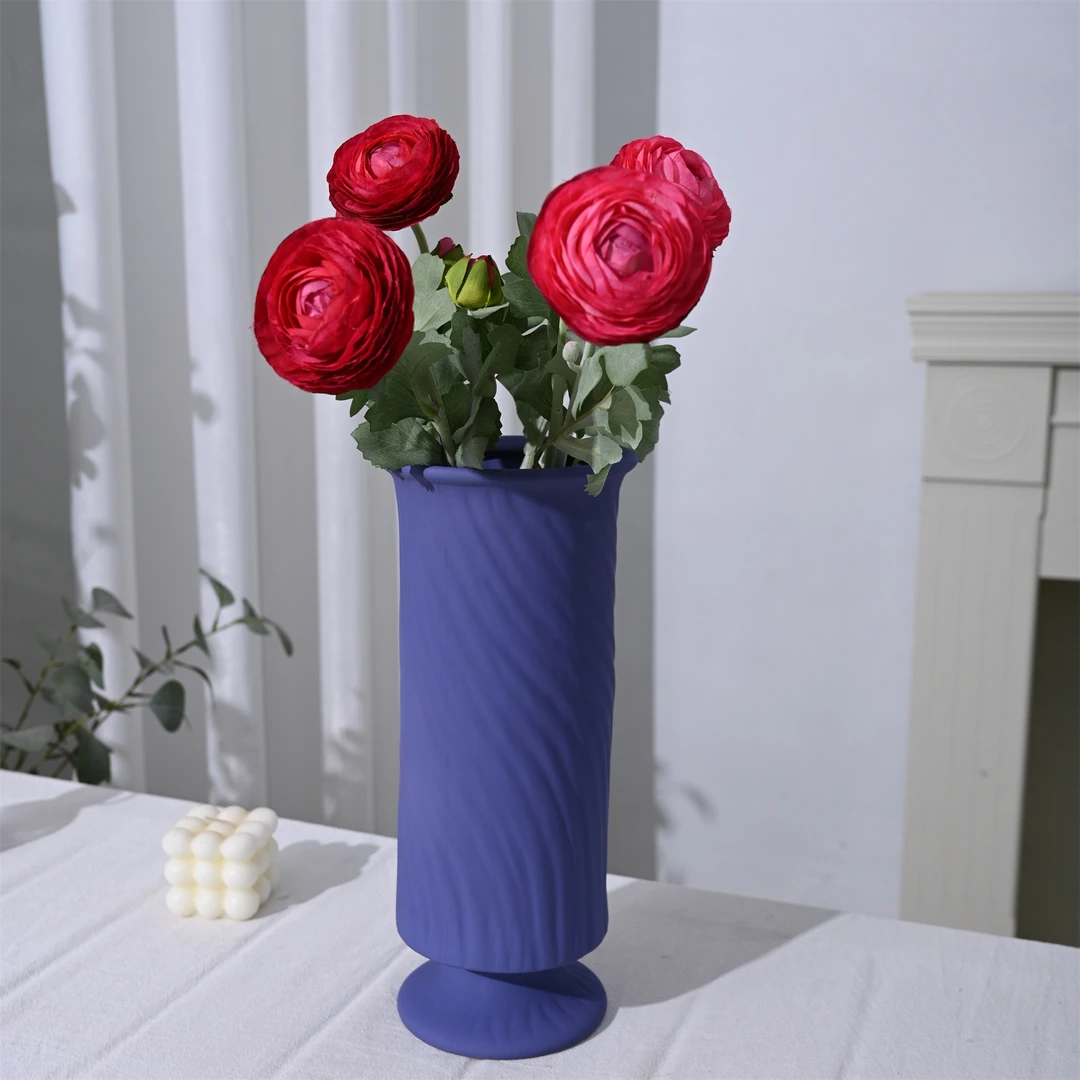 【蓝紫色-冰淇淋法式花瓶】现代简约陶瓷花瓶无孔水培鲜花花瓶