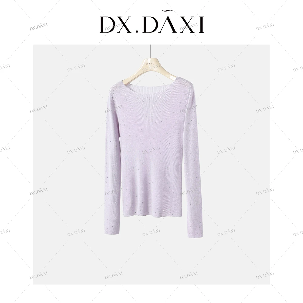 代大喜【幻彩流光】慵懒风圆领针织衫女2025秋季新款修身打底衫上衣