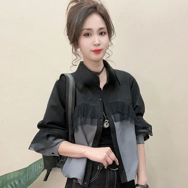 休闲时尚气质拼接外套女2025年春秋新款宽松显瘦百搭上衣潮