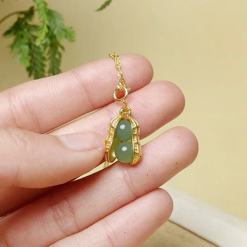 玉夫人《好事發生》925银和田玉花生项链（多样性发货）