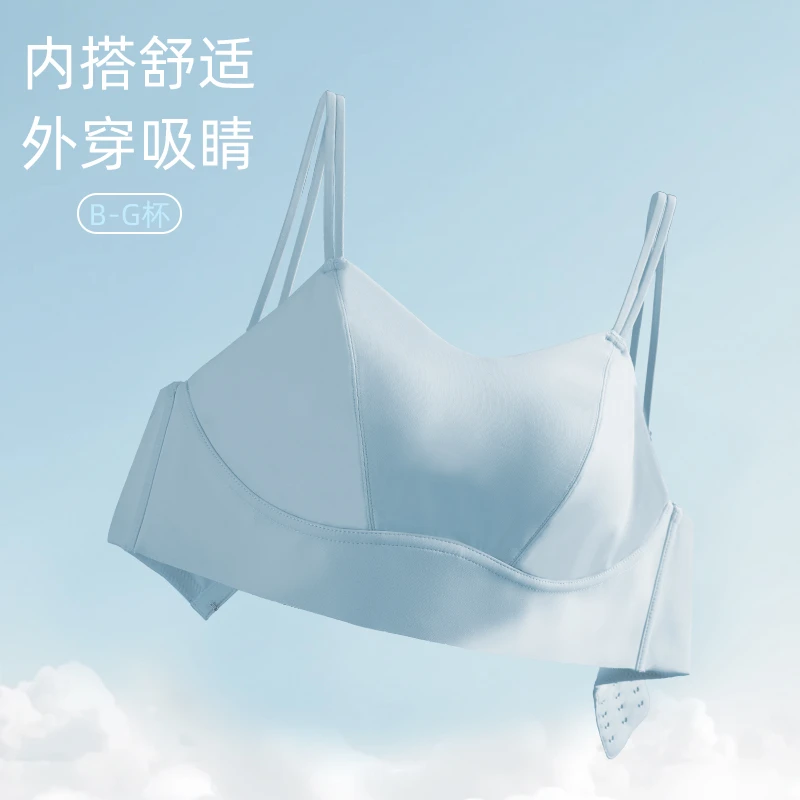 薄款美背抹胸文胸bra大胸显小裸感无钢圈无痕外穿百搭女士内衣