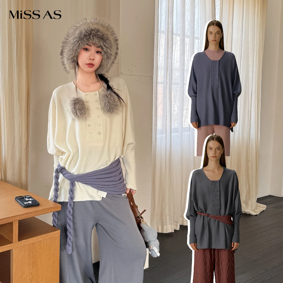 【o cloche code】双排扣宽松长袖针织衫上衣设计师25秋冬