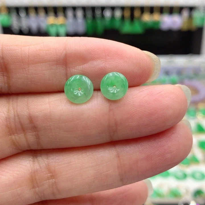 翡翠18K金镶嵌耳饰