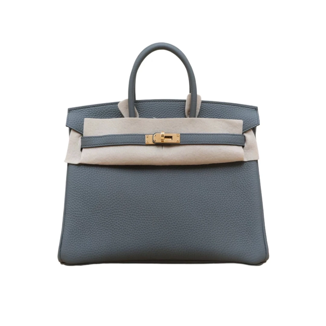 99新 Hermes/爱马仕 小花6珊 Birkin 25 杏仁绿 Togo皮 D刻金扣包
