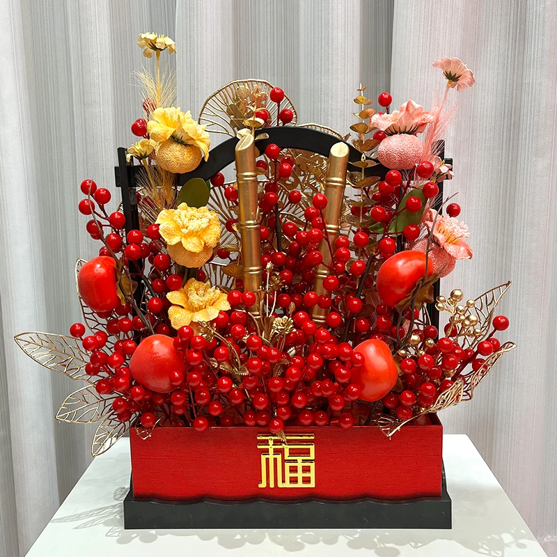 【高档福桶】2025新年红果摆件立体客厅卧室书房装饰布置蛇年大吉