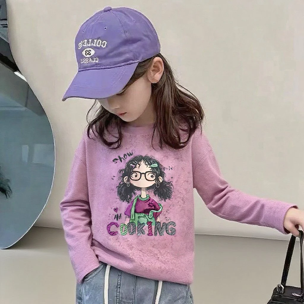 女童扎染长袖T恤春秋2025新款洋气儿童休闲时髦打底中大童上衣潮t