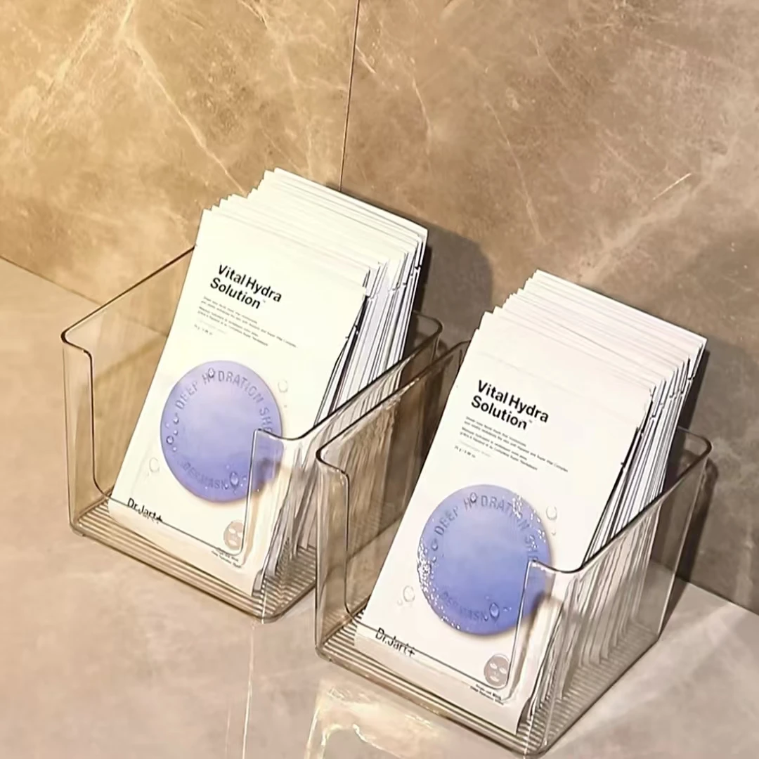 面膜收纳盒桌面梳妆台化妆品亚克力透明塑料筐宿舍储物整理置物箱