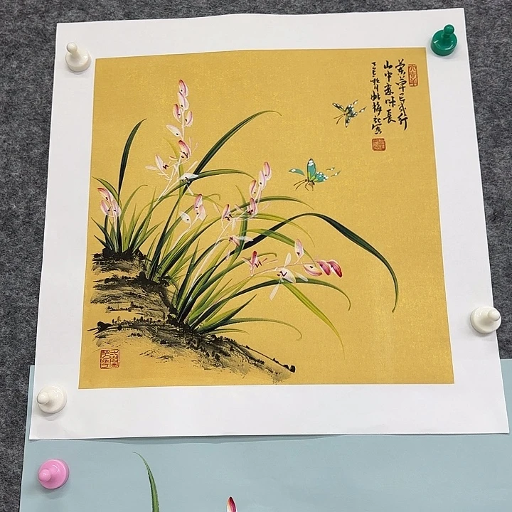 国画国画立体兰花作品