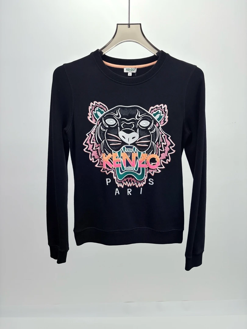 95新 KENZO/肯佐 KENZO高田贤三虎头刺绣长袖卫衣 S码 95新