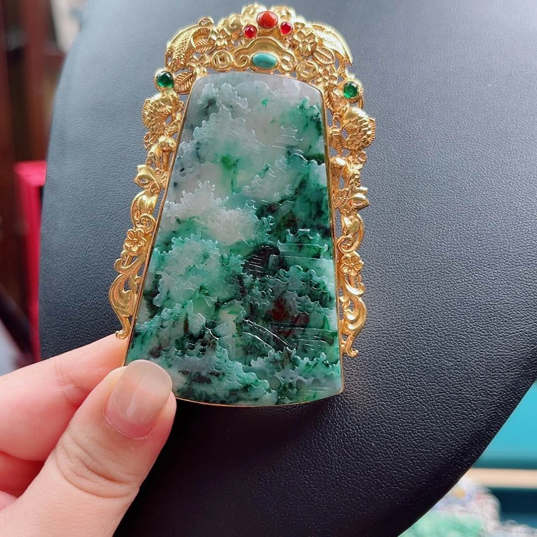 颈饰翡翠银S925镶嵌国风