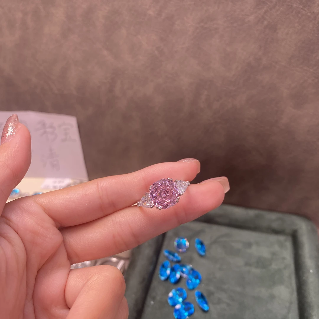 合金戒指 【粉色玫瑰花】5克拉 068