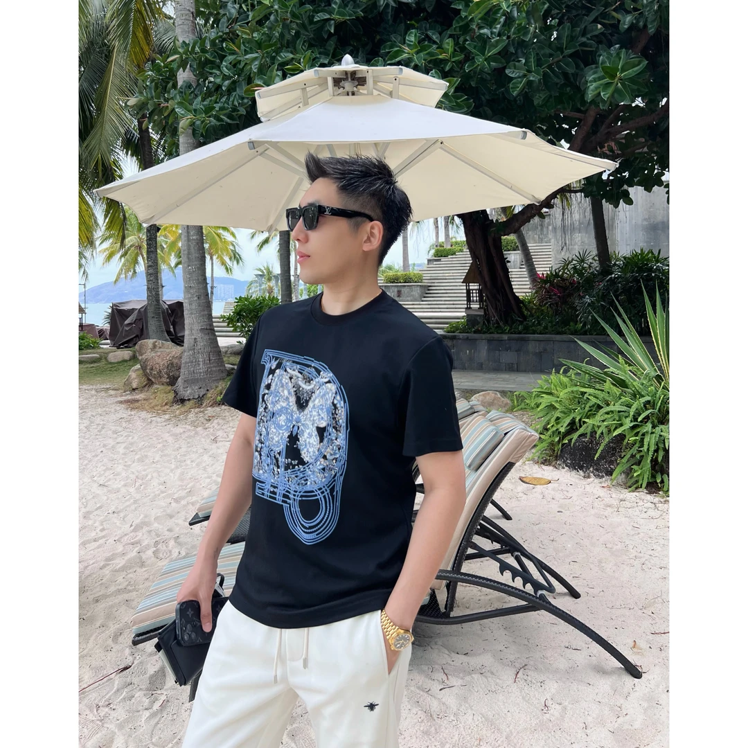 【蝴蝶春来】25ss春季60支柔性液氨棉直喷康利蝴蝶短袖T恤男士百搭