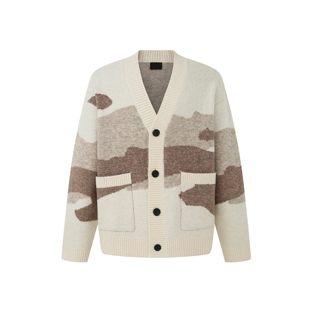 CHINISM赤尘 黑水提花针织开衫男冬季新款CXHA44L3072