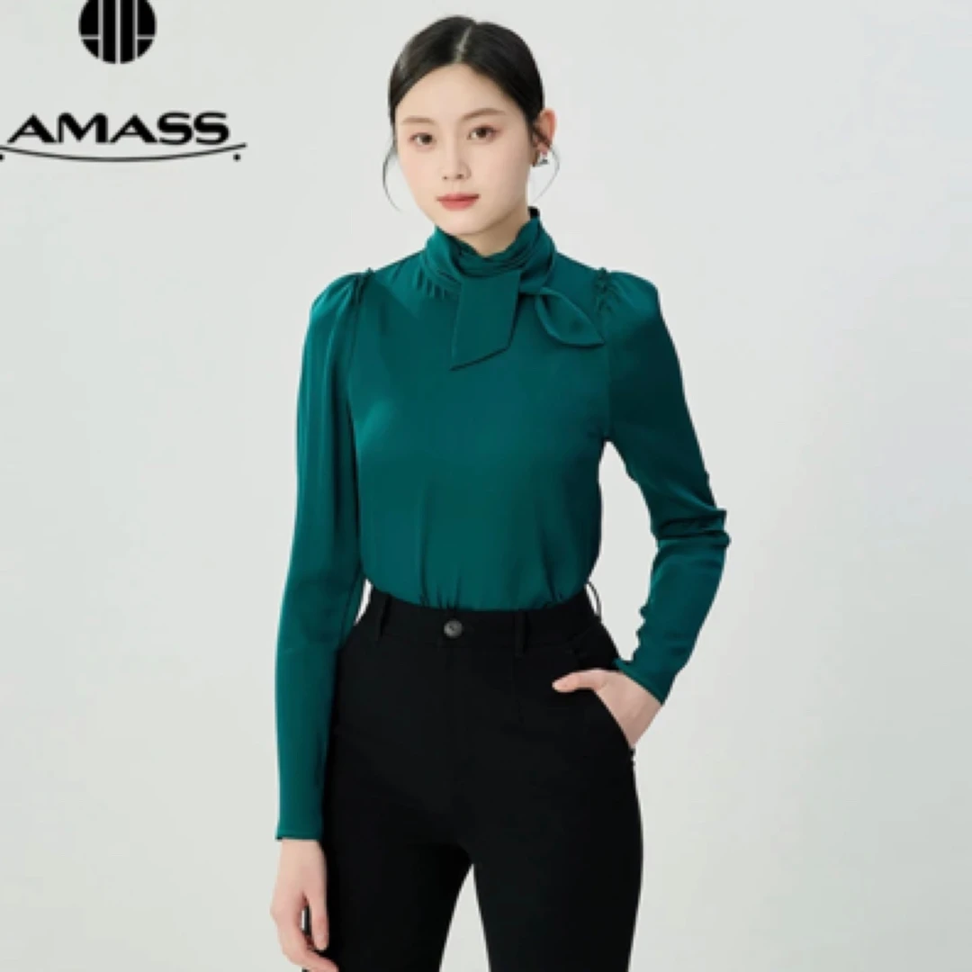 AMASS/阿玛施530025早春新款时尚设计款优雅感气质桑蚕丝衬衫