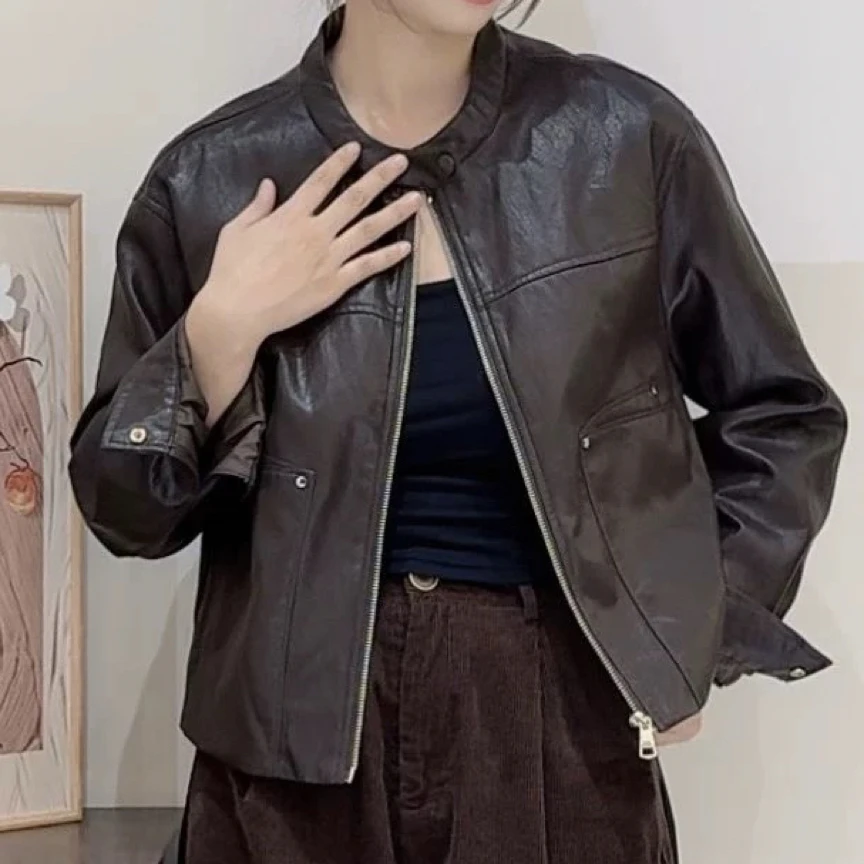 2025秋冬立领拉链厚款短外套韩版宽松6621