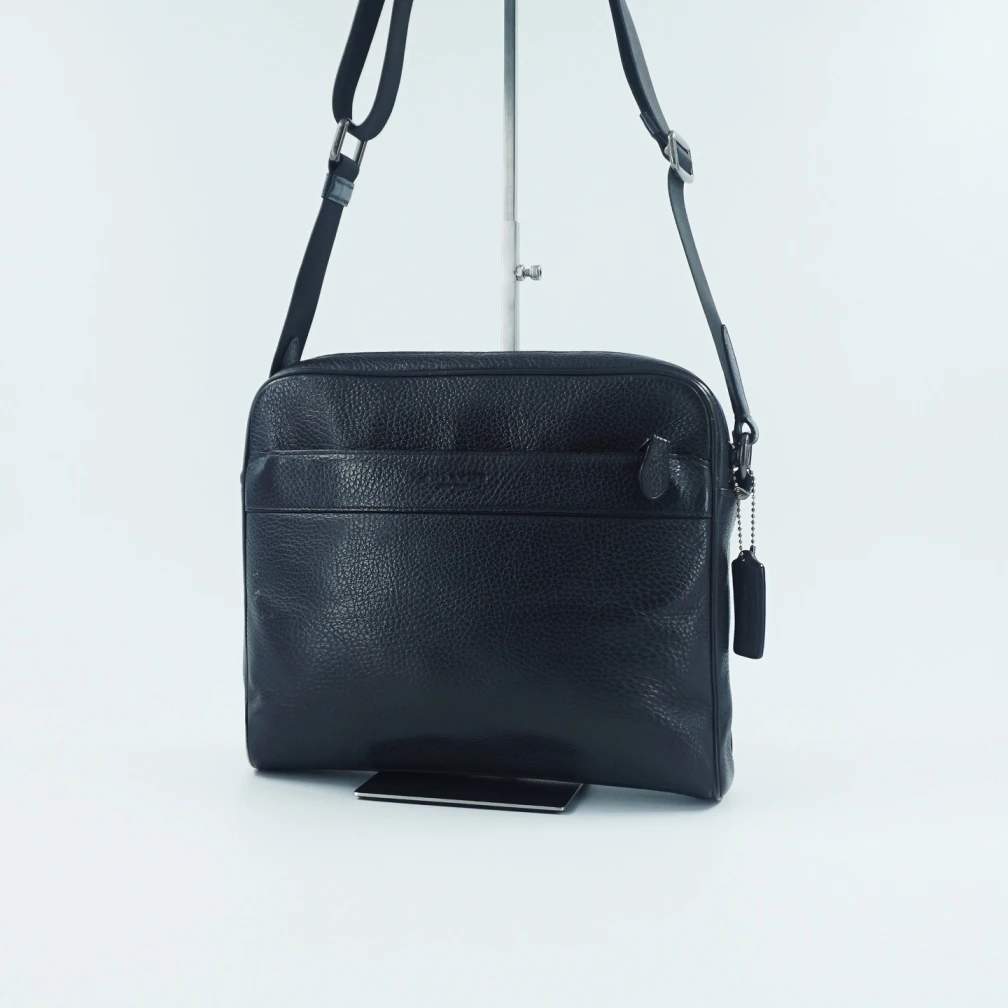 95新 COACH/蔻驰 二手荔枝纹邮差单肩包K09041