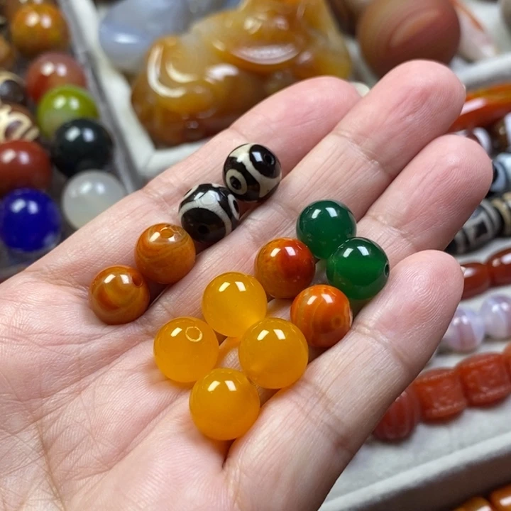 未镶嵌玛瑙/玉髓珠宝半成品12个10mm各种颜色