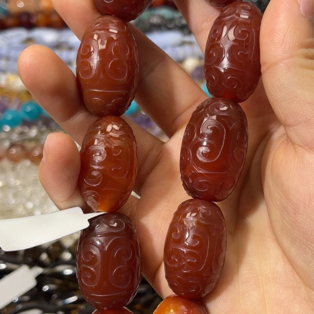 玛瑙/玉髓散珠老玛瑙回文蛋行