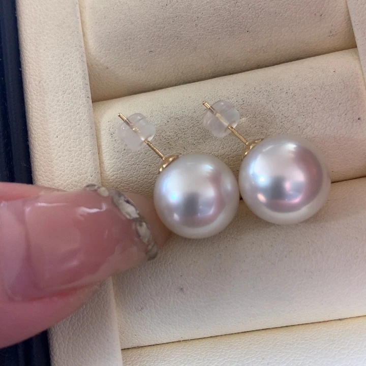 18K金镶嵌耳饰海水珍珠