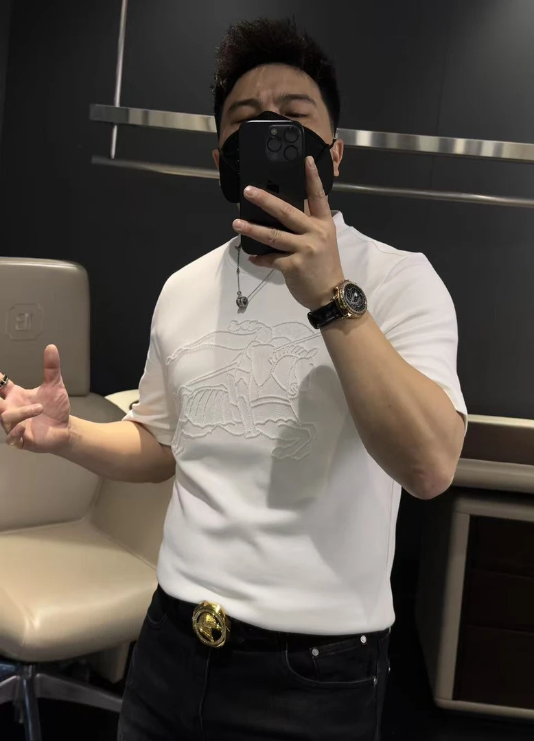 【马哥严选】2025秋季新款针织短袖男高级感男装欧货提花半袖打底衫