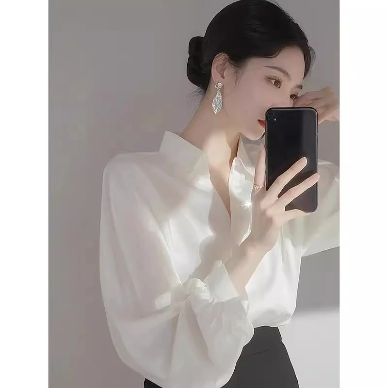 法式气质白色衬衫女高级感轻奢减龄洋气职场轻熟风超好看秋季上衣