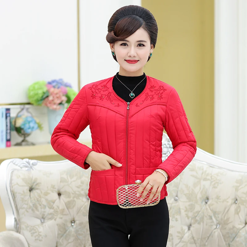 内穿小棉袄短款拉链V领棉服冬季中老年贴身打底保暖内胆棉衣妈妈