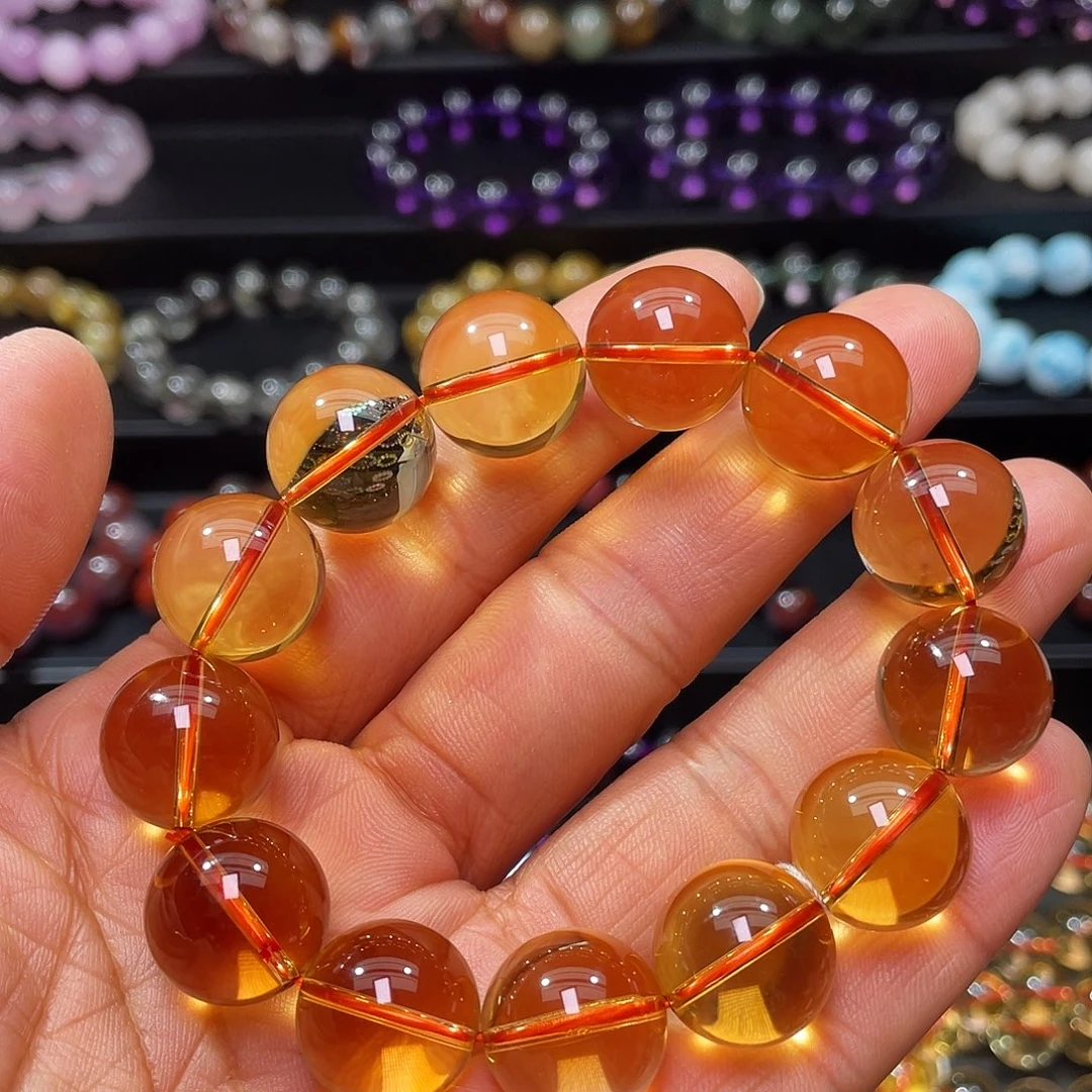 水晶未镶嵌手链巴西毕业级金红料