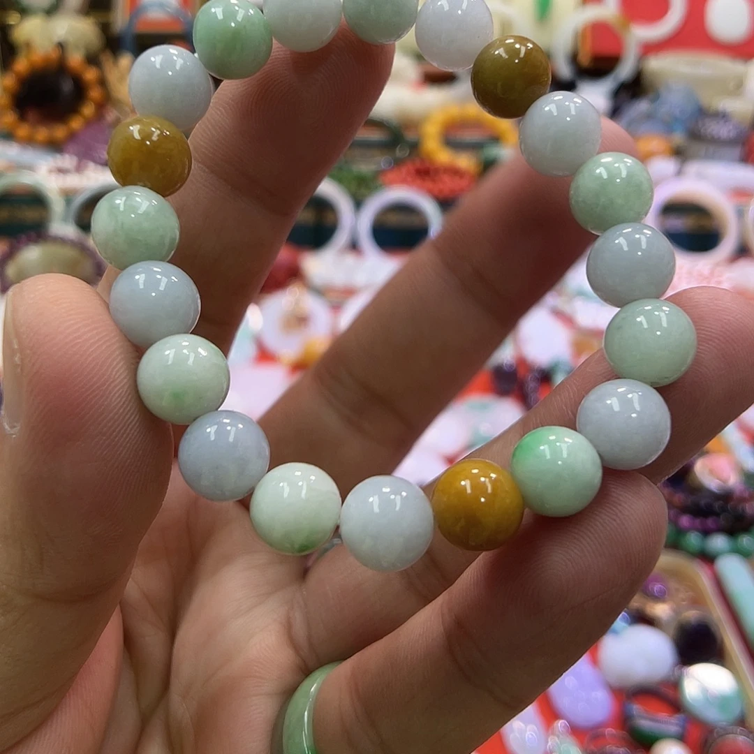 翡翠未镶嵌手链翡翠多宝手链开播福利漏