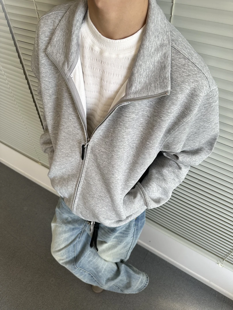 MADEEXTREME 435g液态棉空气层立领拉链高级松弛感卫衣外套上衣