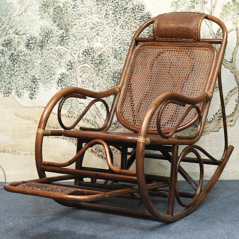 植雅轩植物手工藤编镂空摇椅阳台午睡躺椅大人懒人沙发靠背逍遥椅