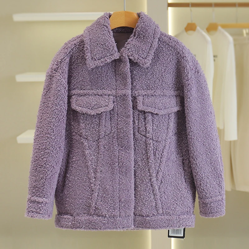 【开播福利】韩版宽松刺绣暗扣毛呢外套#VZA38W055