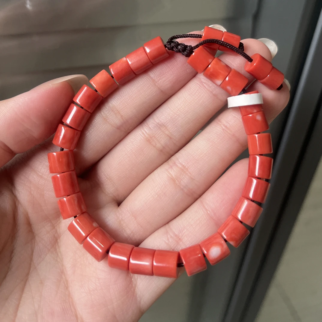 momo珊瑚直切桶珠手串  卡7mm+