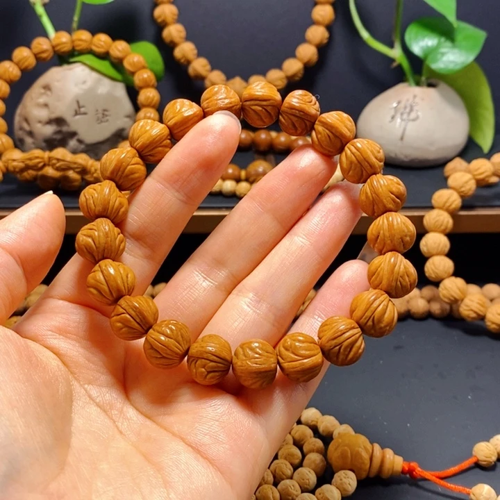 桃核手串柿子红手串