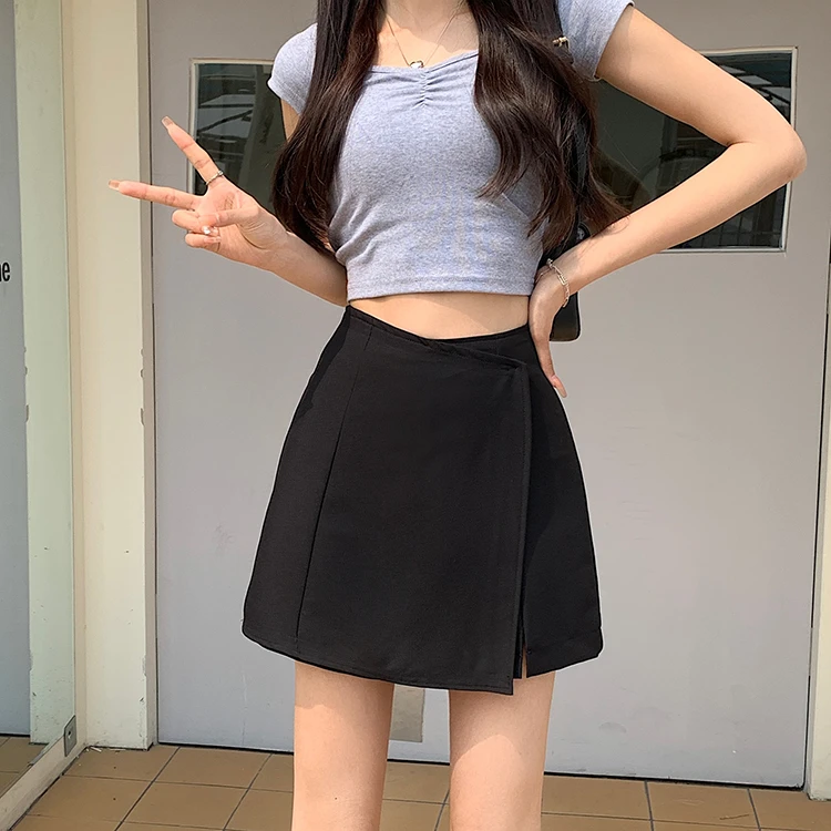 3454大码女装潮流百搭风格设计感A字短款裤裙5271